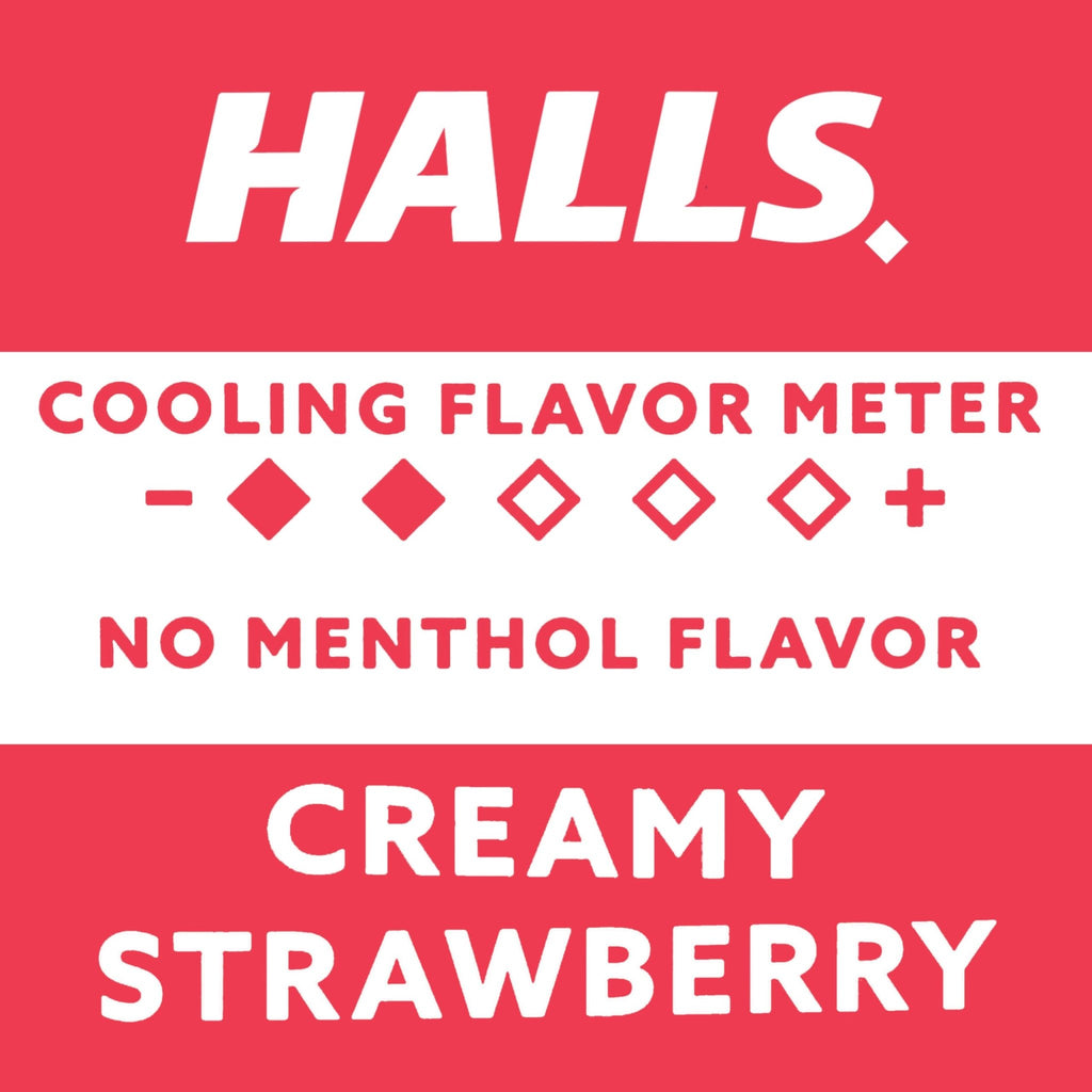 HALLS Throat Soothing Creamy Strawberry Throat Drops, 70 Drops - FENGGESTORE20