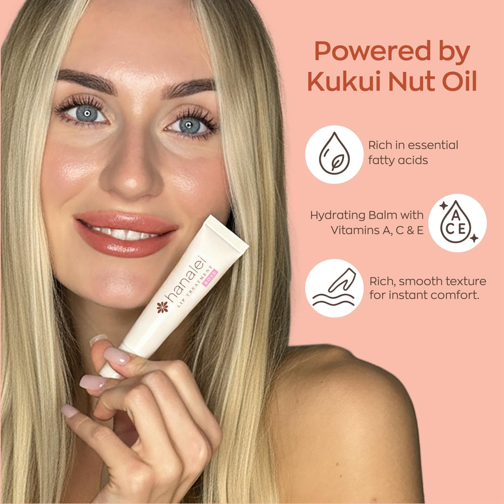 Hanalei Lip Treatment for Dry, Chapped Lips – Intensive Overnight Moisturizer with Kukui Oil - FENGGESTORE20