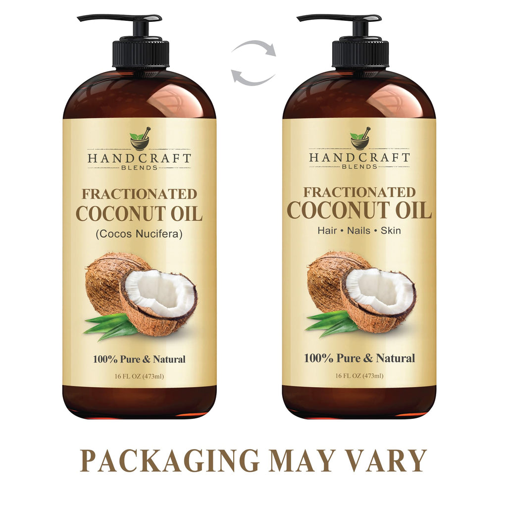 Handcraft Blends Fractionated Coconut Oil - 16 Fl Oz - 100% Pure and Natural - Premium Grade Carrier Oil for Skin, Hair and Body - Massage - Hair Tonic - FENGGESTORE20