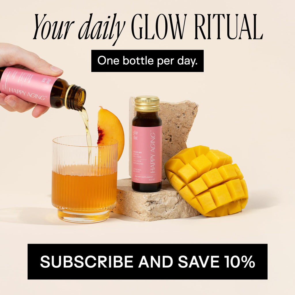 Happy Aging Marine Collagen Peptides Glow Shot 10,000mg - Liquid Collagen for Women with Liposomal Delivery - Promotes Skin Hydration, Elasticity & Radiance - Supports Hair & Nails, 10 Shots - FENGGESTORE20