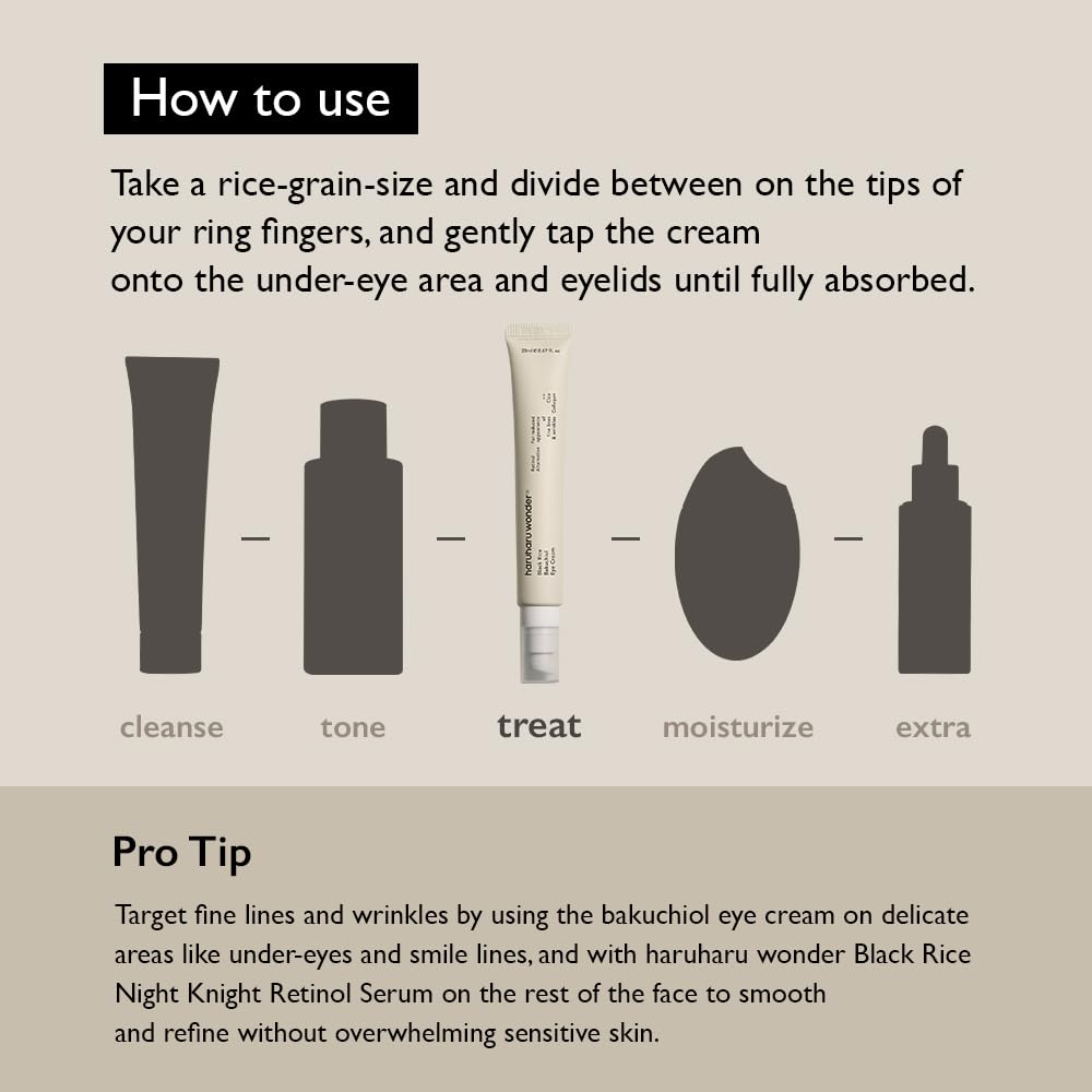 Haruharu Wonder Black Rice Bakuchiol Eye Cream 0.67 fl.oz / 20ml | Anti-Aging, Wrinkle Care, Natural Retinol Alternative - FENGGESTORE20