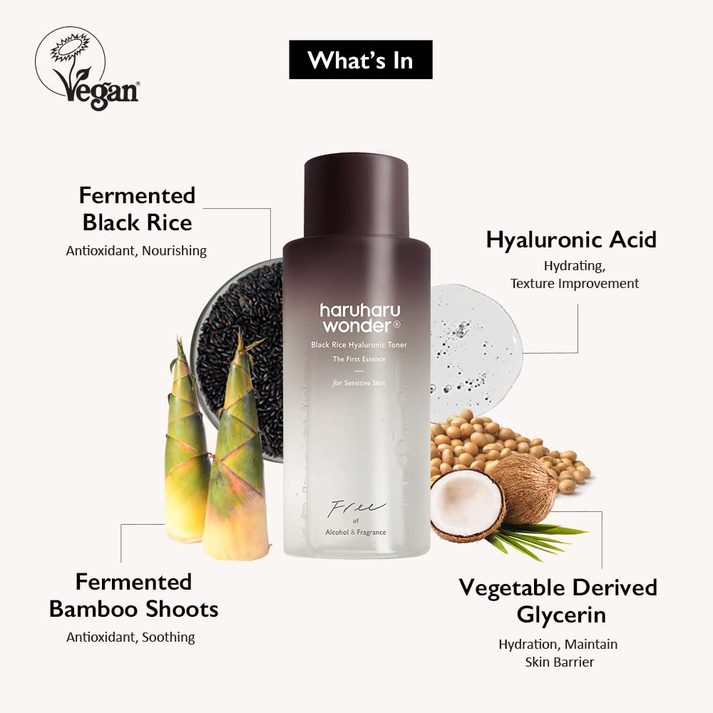 haruharu Wonder Black Rice Hyaluronic Toner for Sensitive Skin, Alcohol Free, Fragrance Free, Deep Hydration - FENGGESTORE20