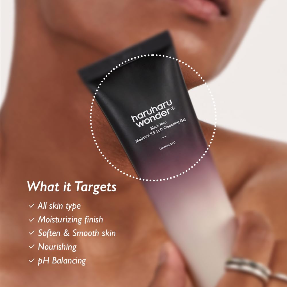 HARUHARU wonder Black Rice Moisture 5.5 Soft Cleansing Gel, Gentle Daily Cleanser, Low 5.5pH, Moisture Balance, Soap Free - FENGGESTORE20