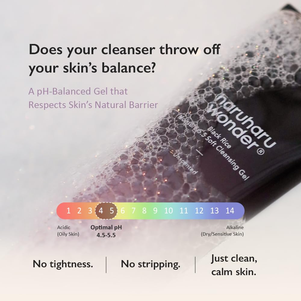 HARUHARU wonder Black Rice Moisture 5.5 Soft Cleansing Gel, Gentle Daily Cleanser, Low 5.5pH, Moisture Balance, Soap Free - FENGGESTORE20