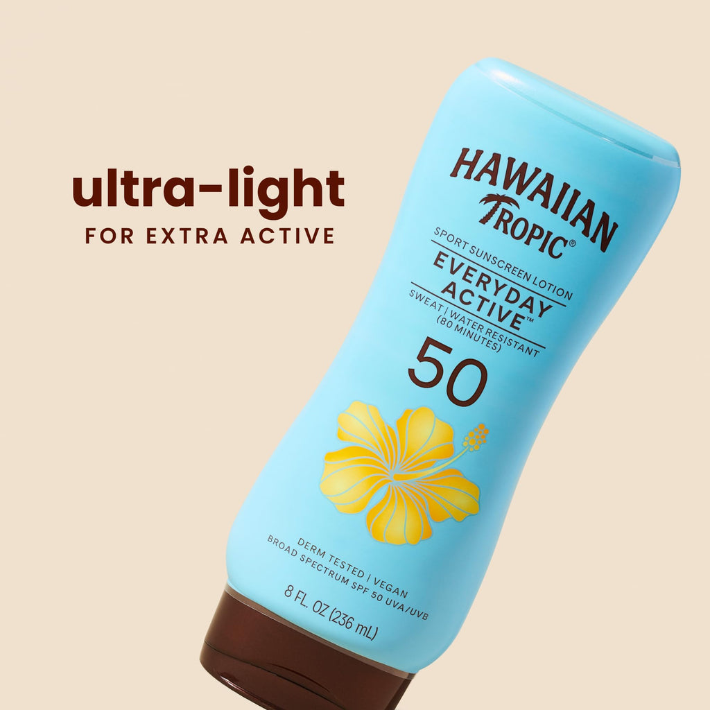 Hawaiian Tropic Everyday Active Sunscreen Lotion, SPF 50 Sunblock, 8 Fl Oz - FENGGESTORE20