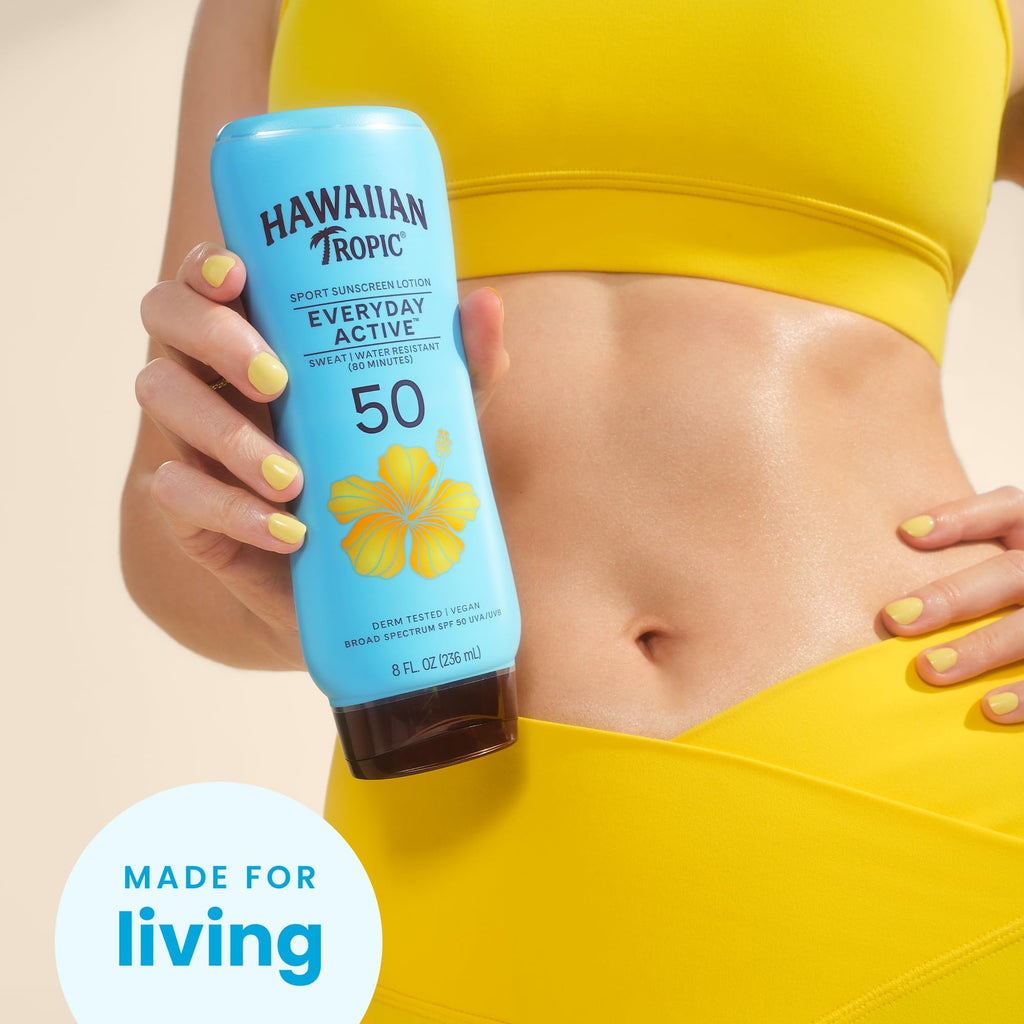 Hawaiian Tropic Everyday Active Sunscreen Lotion, SPF 50 Sunblock, 8 Fl Oz - FENGGESTORE20