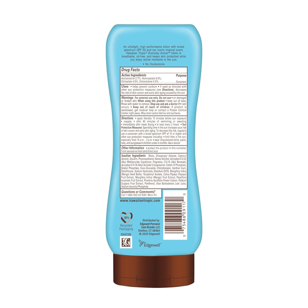 Hawaiian Tropic Everyday Active Sunscreen Lotion, SPF 50 Sunblock, 8 Fl Oz - FENGGESTORE20