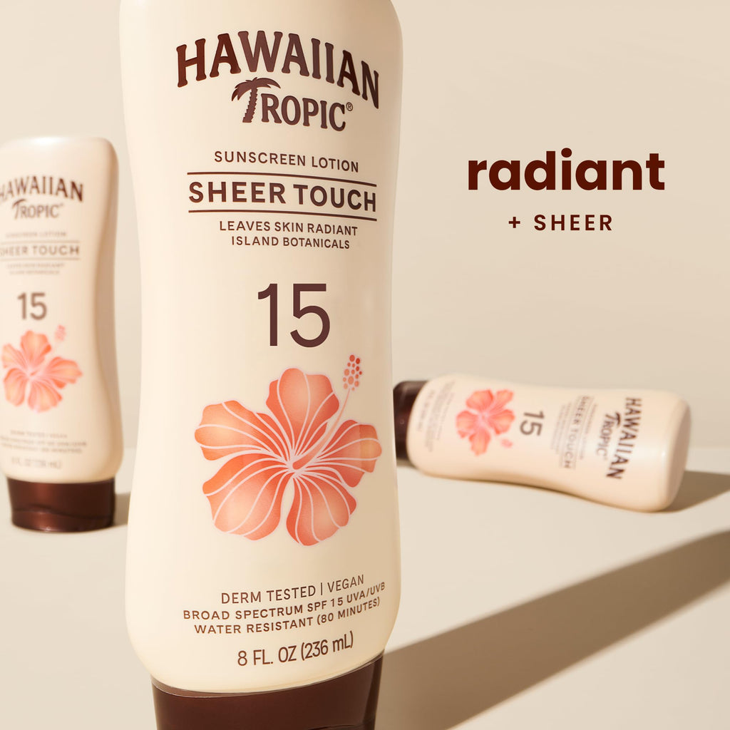 Hawaiian Tropic Sunscreen Sheer Touch Broad Spectrum Sun Care Sunscreen Lotion - SPF 15, 8 Ounce - FENGGESTORE20