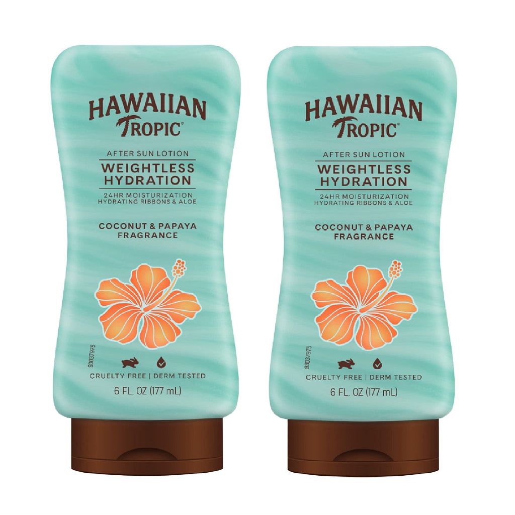 Hawaiian Tropic Weightless Hydration After Sun Lotion with Aloe, 6Fl Oz Twin Pack, Hawaiian Tropic Lotion, Moisturizing Lotion - FENGGESTORE20
