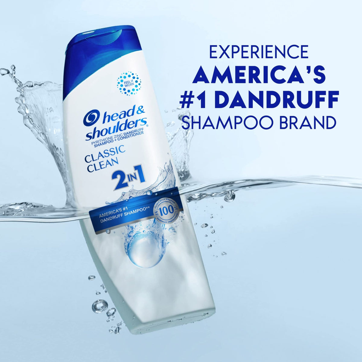 Head & Shoulders Anti-Dandruff Shampoo and Conditioner, Classic Clean 2-in-1, 1% Pyrithione Zinc, Flake Control, Deep Clean, - FENGGESTORE20