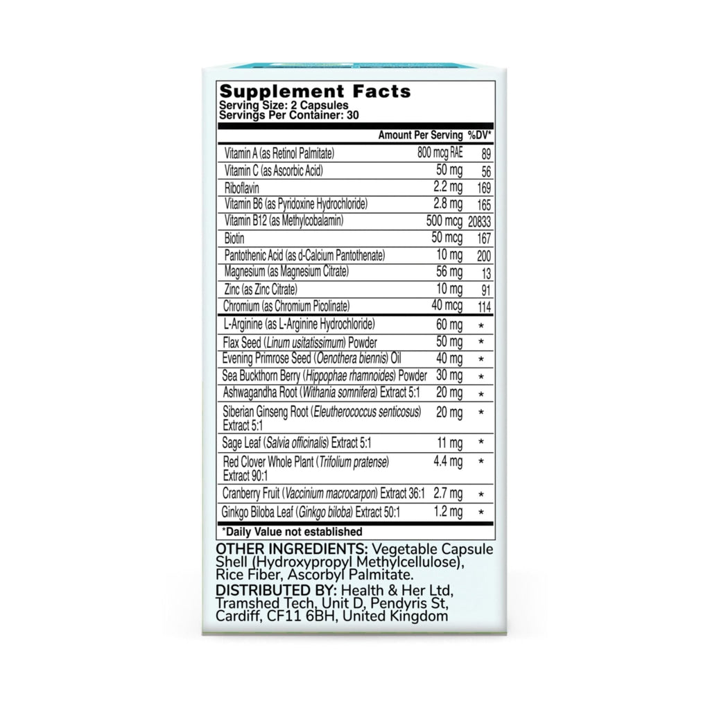 Health & Her Menopause Supplements for Women - Multi-Nutrient Support, Menopause Vitamins for Energy, Bones, Muscles, Skin & Hair, Vegan, Gluten-Free, Non GMO (60ct - 1 Month) - FENGGESTORE20