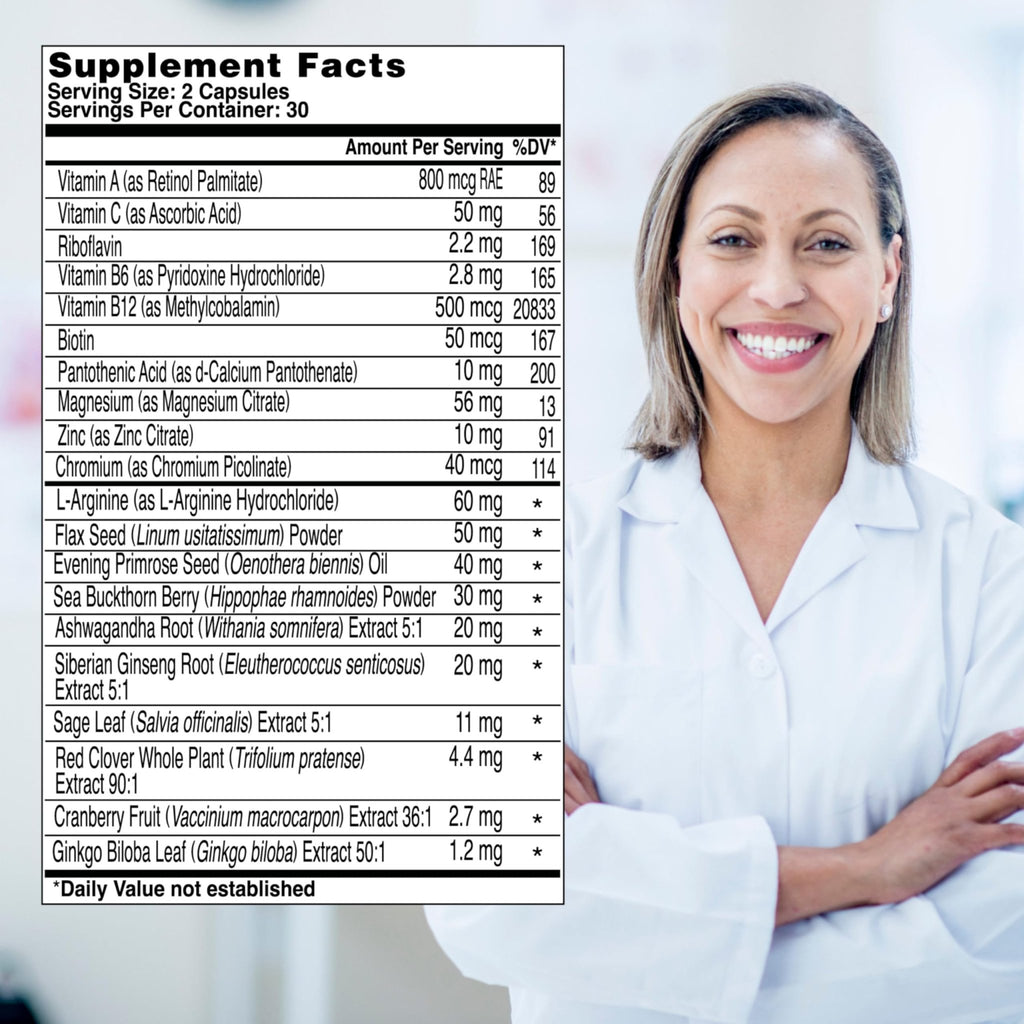 Health & Her Menopause Supplements for Women - Multi-Nutrient Support, Menopause Vitamins for Energy, Bones, Muscles, Skin & Hair, Vegan, Gluten-Free, Non GMO (60ct - 1 Month) - FENGGESTORE20
