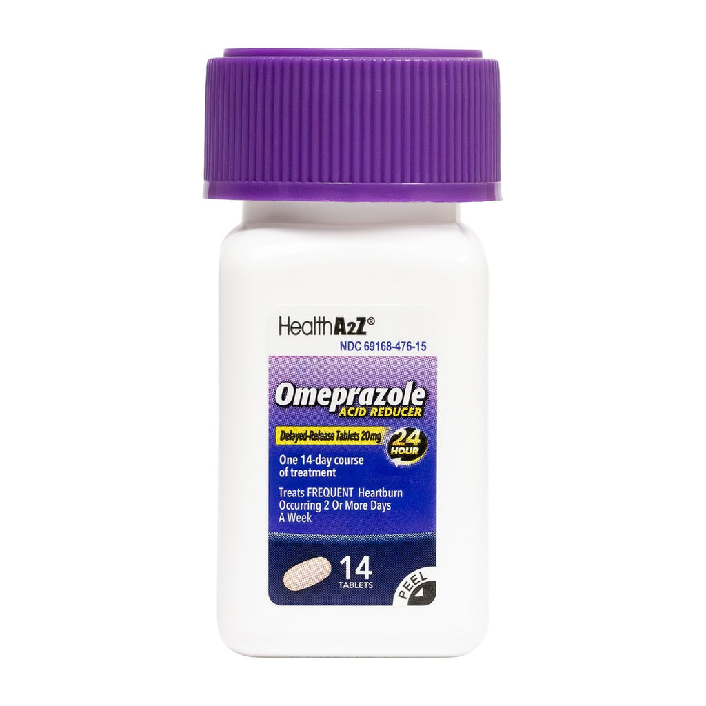 HealthA2Z® Acid Reducer | Omeprazole 20mg | Delayed - Release Tablets | 24 Hours | Treats Frequent Heartburn | Occuring 2 or More Days A Week (14 Counts) - FENGGESTORE20
