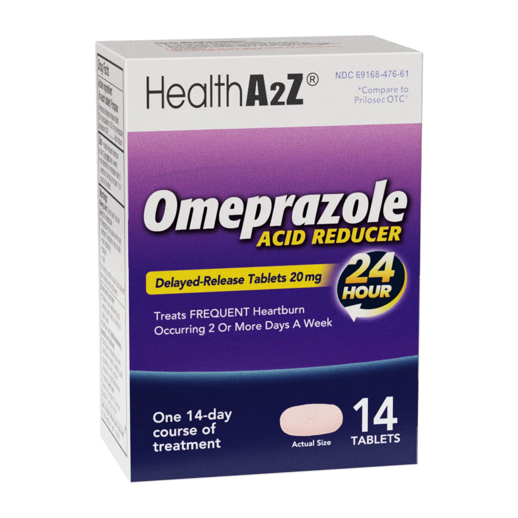 HealthA2Z® Acid Reducer | Omeprazole 20mg | Delayed - Release Tablets | 24 Hours | Treats Frequent Heartburn | Occuring 2 or More Days A Week (14 Counts) - FENGGESTORE20