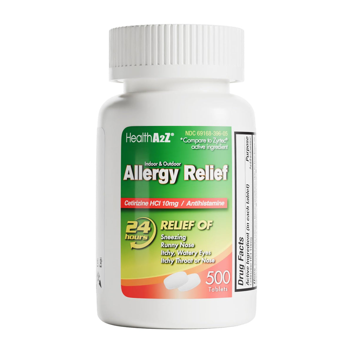 HealthA2Z® Allergy Relief, Cetirizine 10mg, Dye-Free Formula, 24-Hour Antihistamine, Indoor & Outdoor Allergy Relief, 500 Tablets - FENGGESTORE20