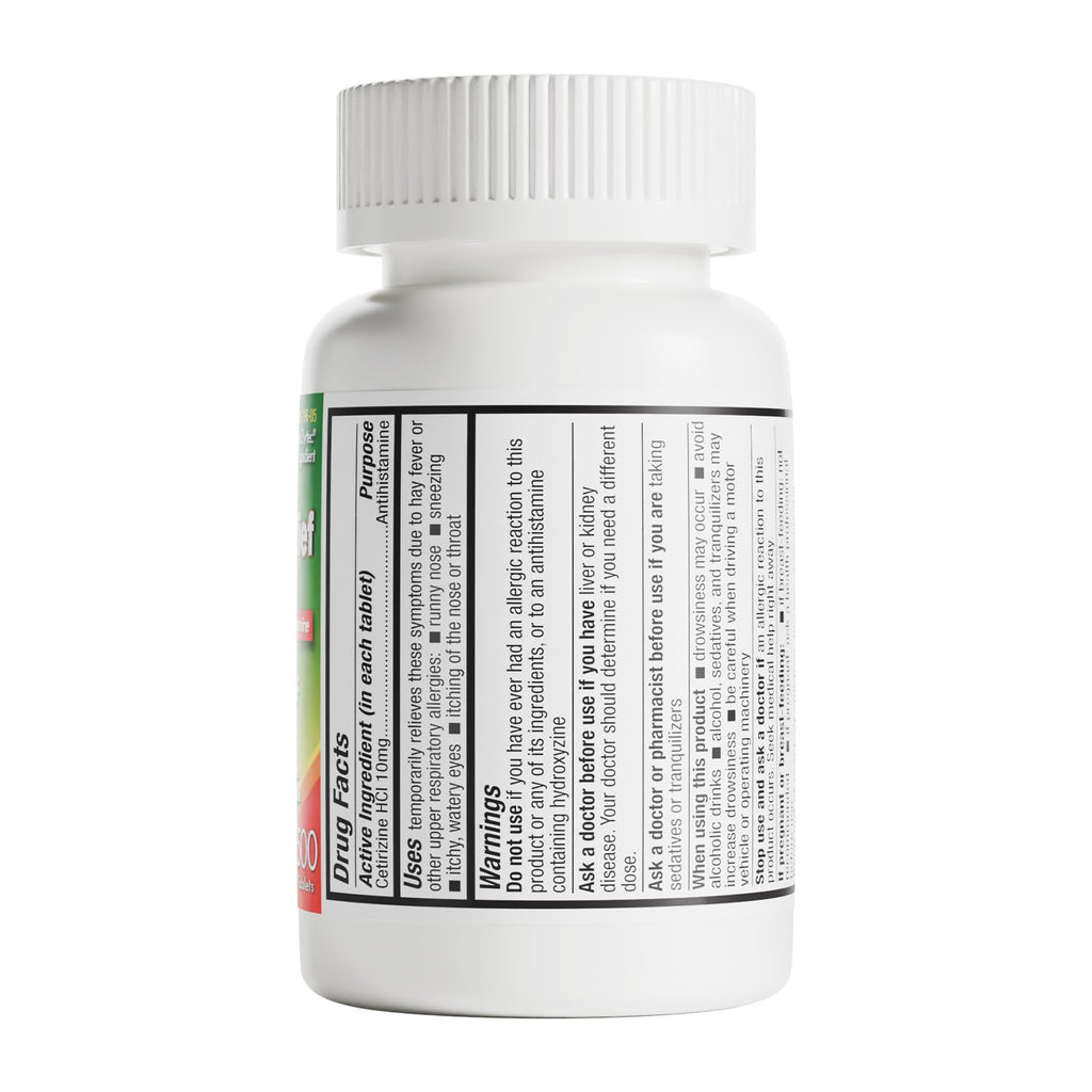 HealthA2Z® Allergy Relief, Cetirizine 10mg, Dye-Free Formula, 24-Hour Antihistamine, Indoor & Outdoor Allergy Relief, 500 Tablets - FENGGESTORE20