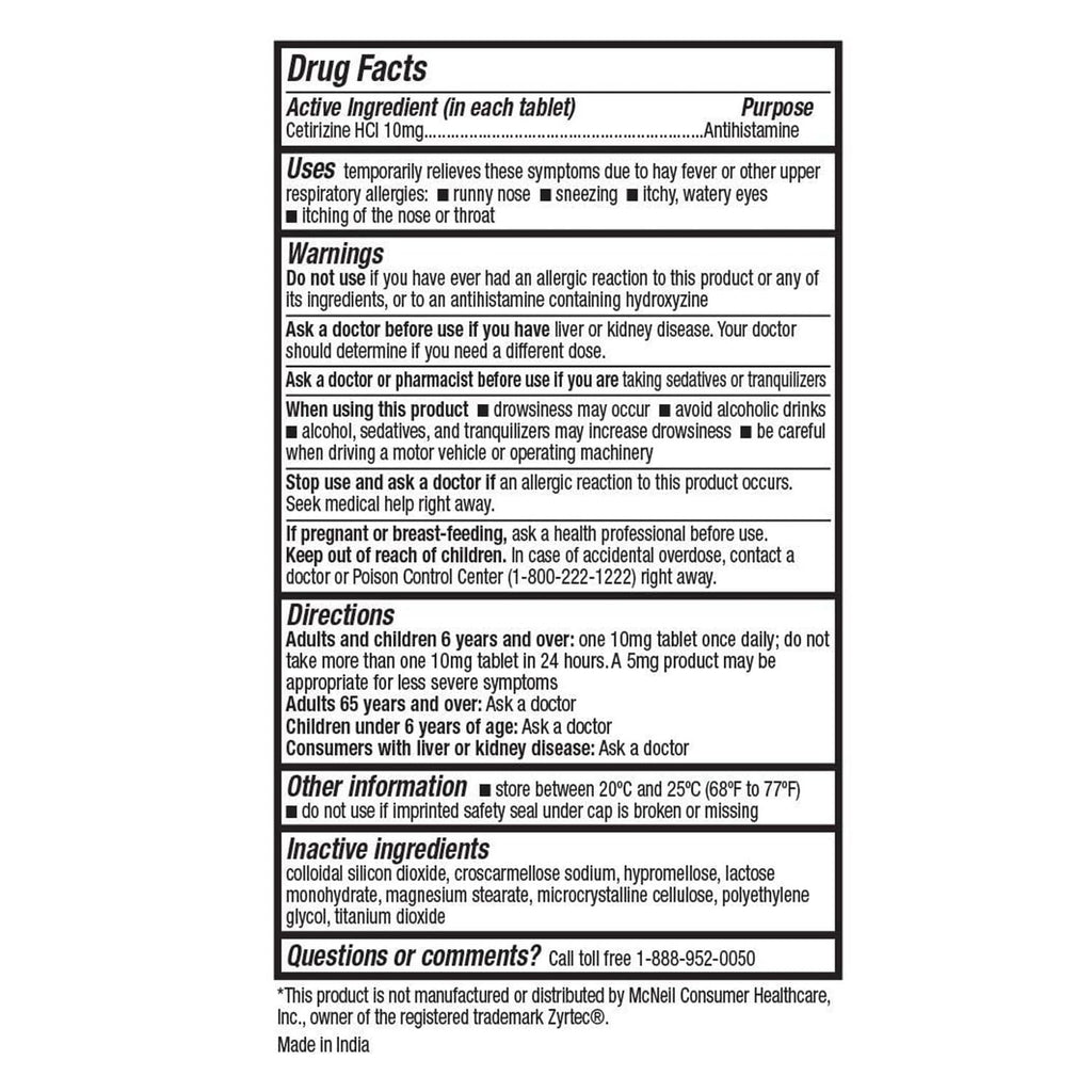 HealthA2Z® Allergy Relief, Cetirizine 10mg, Dye-Free Formula, 24-Hour Antihistamine, Indoor & Outdoor Allergy Relief, 500 Tablets - FENGGESTORE20