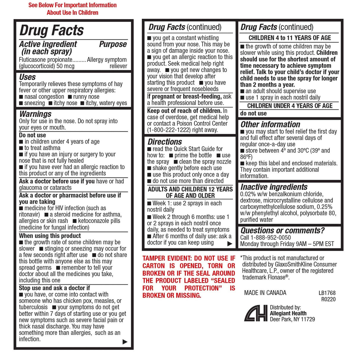 HealthA2Z® Allergy Relief, Fluticasone Propionate 50mcg, Nasal Spray, 24-Hour Allergy Relief, Dye Free, 240 Sprays (2 Pack, 120 Sprays Each) - FENGGESTORE20