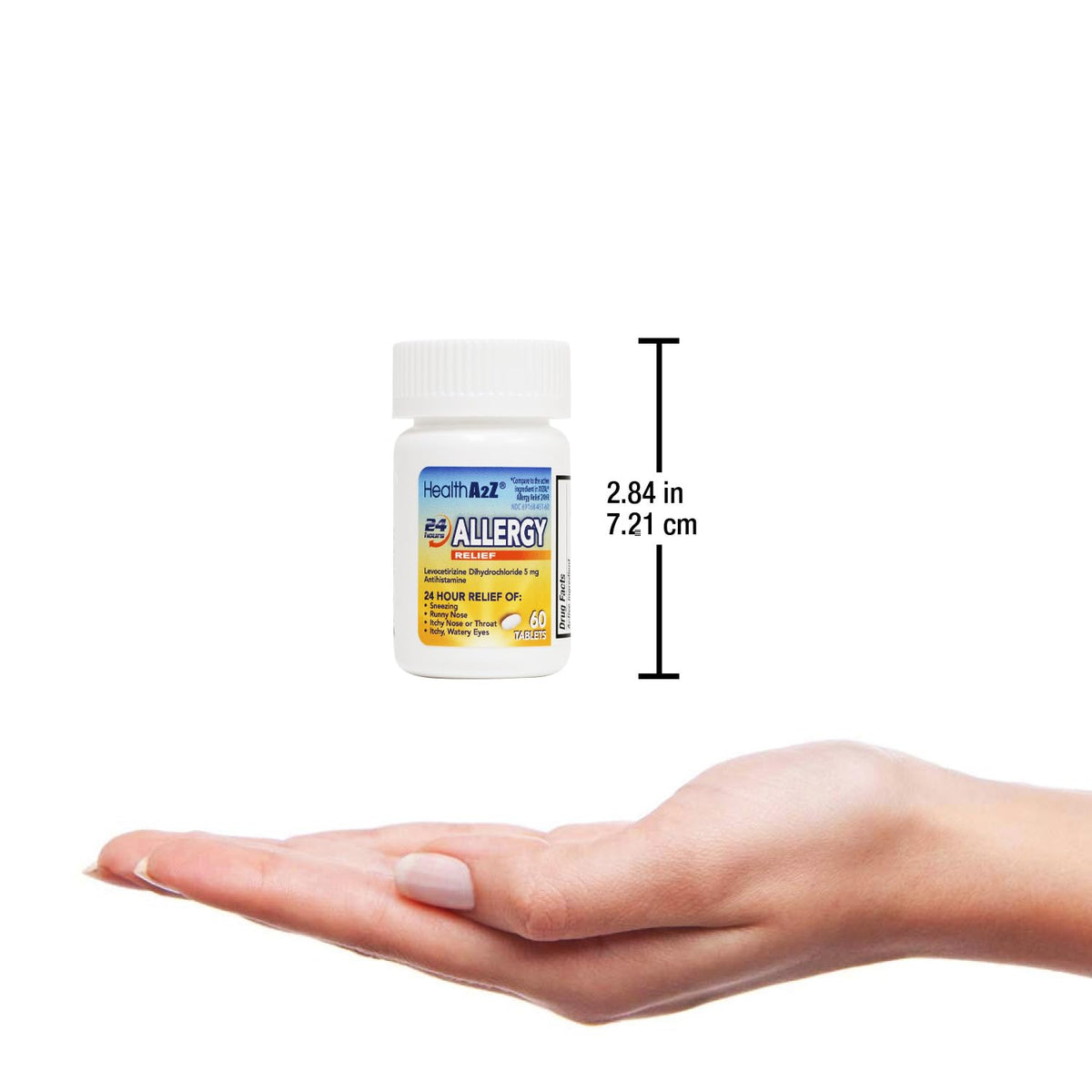 HealthA2Z® Allergy Relief, Levocetirizine Dihydrochloride 5mg, Dye Free Antihistamine, 24 Hours Relief from Sneezing, Runny Nose, Itchy Nose and Eyes (60 Counts) - FENGGESTORE20