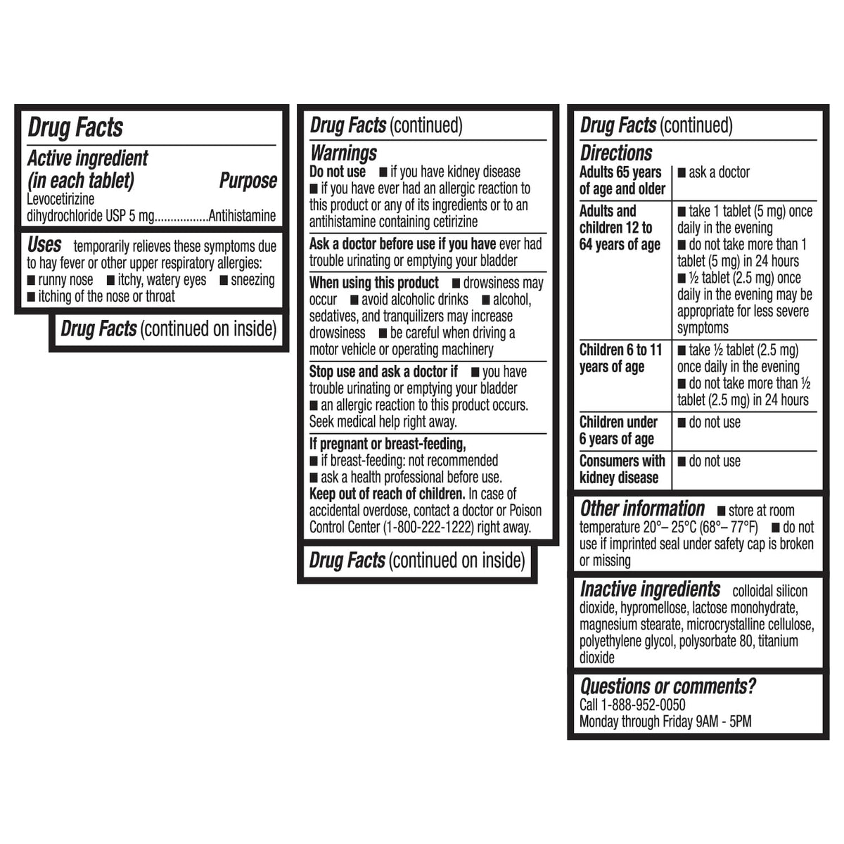 HealthA2Z® Allergy Relief, Levocetirizine Dihydrochloride 5mg, Dye Free Antihistamine, 24 Hours Relief from Sneezing, Runny Nose, Itchy Nose and Eyes (60 Counts) - FENGGESTORE20