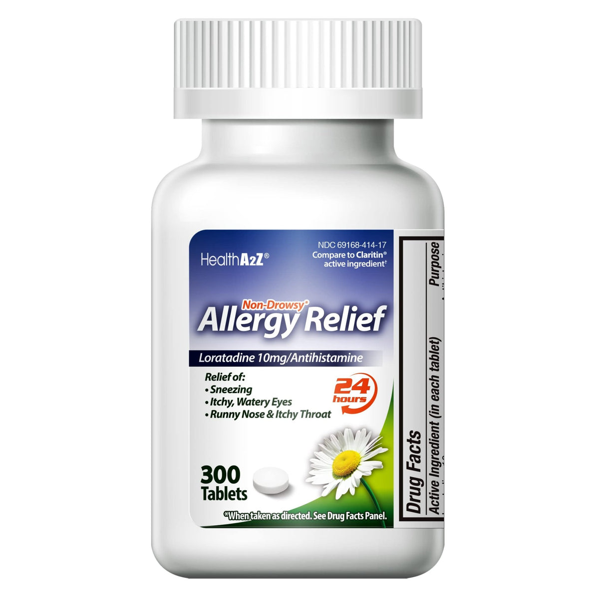 HealthA2Z® Allergy Relief, Loratadine 10mg, 24-Hour Antihistamine, Dye Free, Indoor & Outdoor Allergy Relief, 300 Tablets - FENGGESTORE20