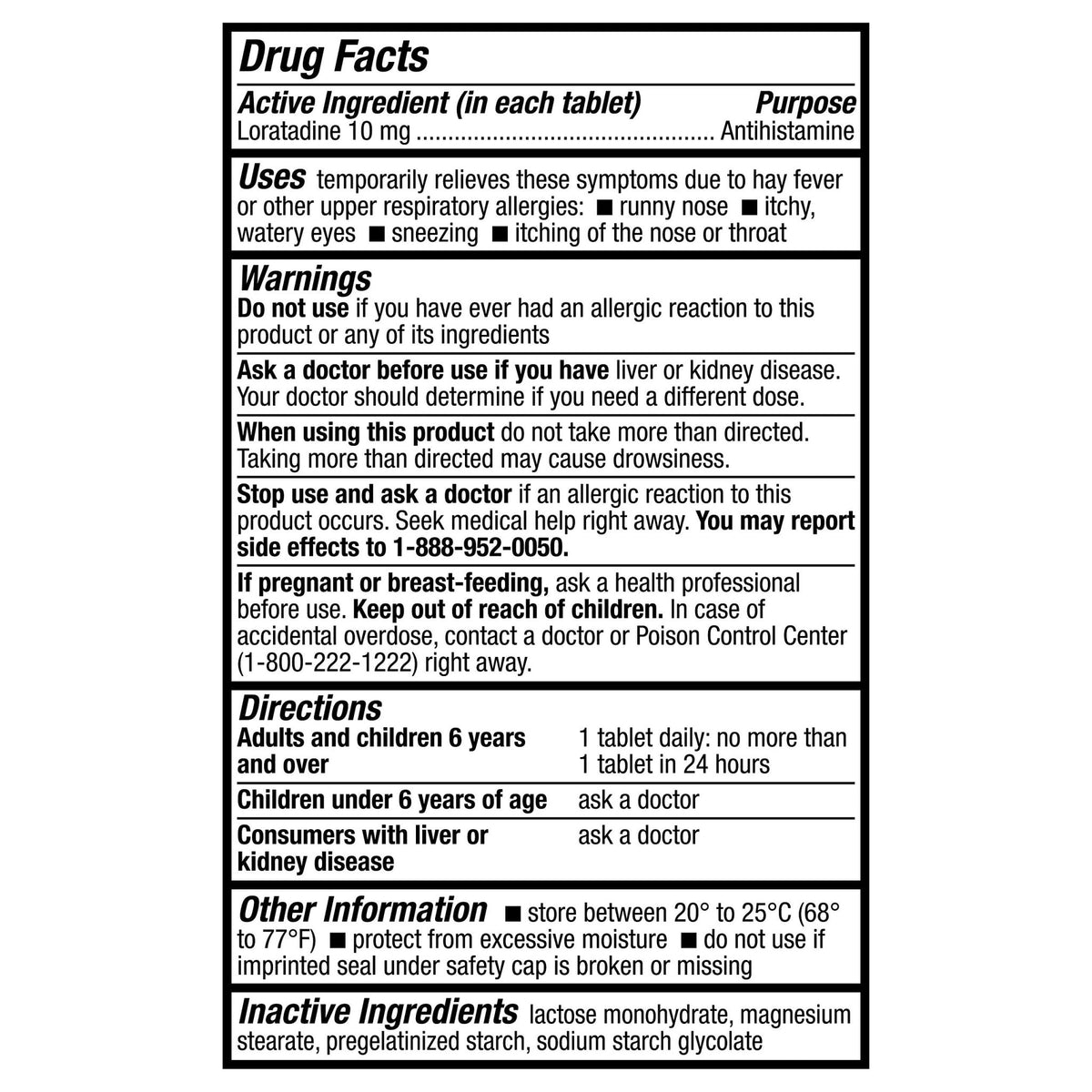 HealthA2Z® Allergy Relief, Loratadine 10mg, 24-Hour Antihistamine, Dye Free, Indoor & Outdoor Allergy Relief, 300 Tablets - FENGGESTORE20