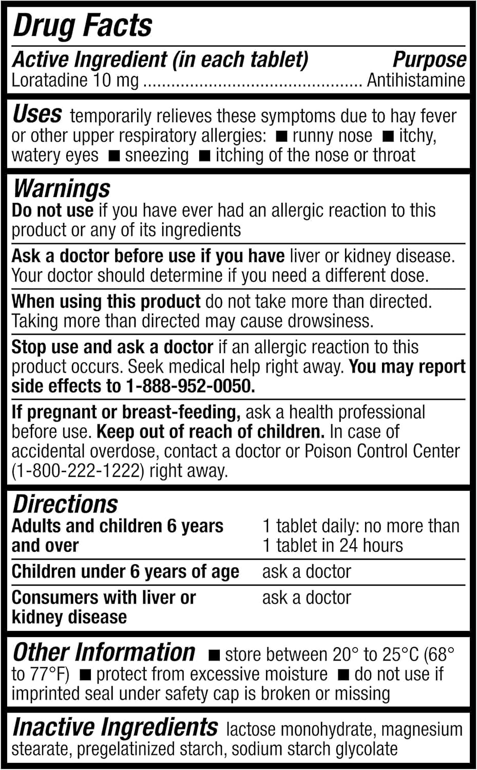 HealthA2Z® Allergy Relief, Loratadine 10mg Antihistamine, 500 Dye Free Tablets, Relief from Itchy Throat, Sneezing, Runny Noses, 24-Hours Allergy Medicine - FENGGESTORE20