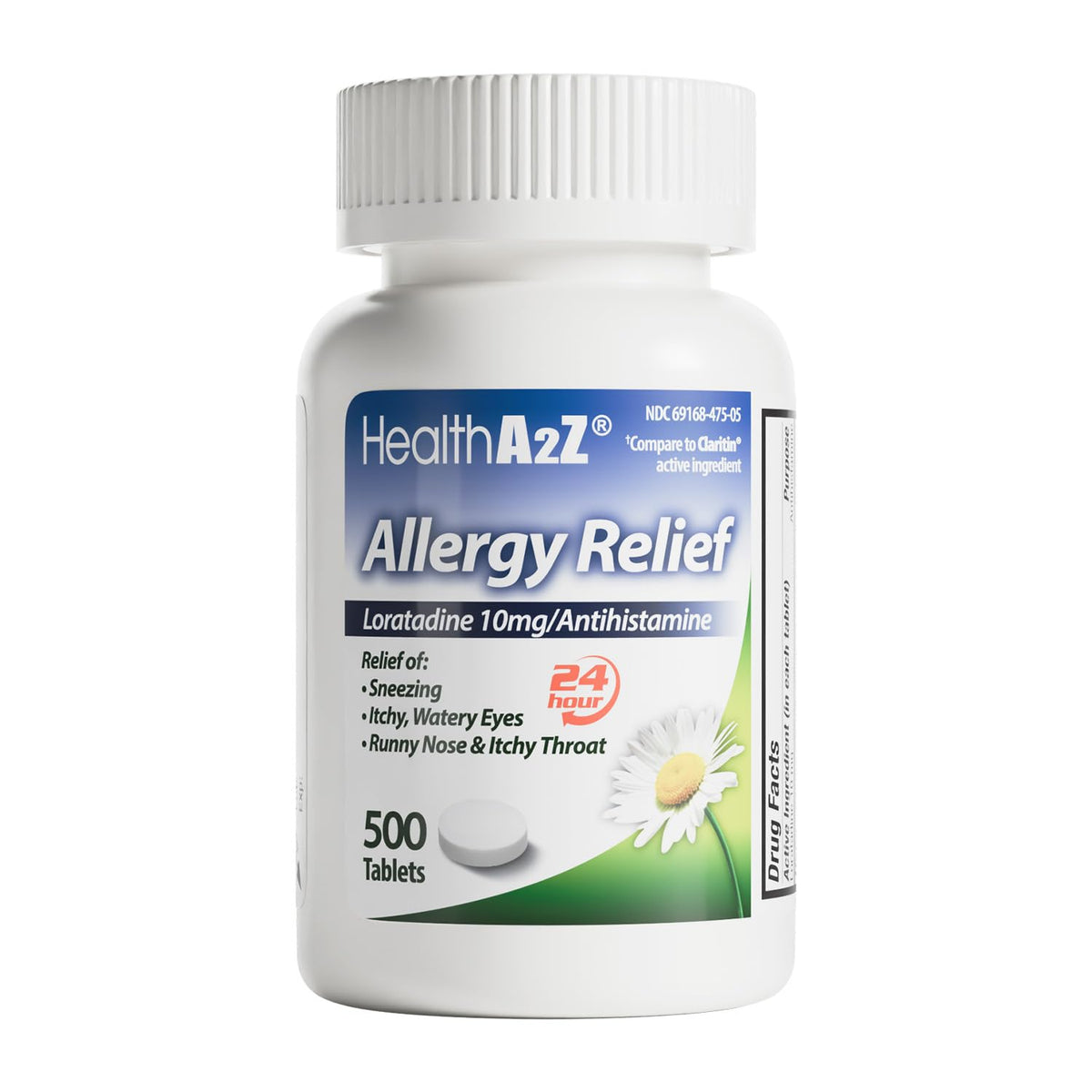 HealthA2Z® Allergy Relief, Loratadine 10mg Antihistamine, 500 Dye Free Tablets, Relief from Itchy Throat, Sneezing, Runny Noses, 24-Hours Allergy Medicine - FENGGESTORE20