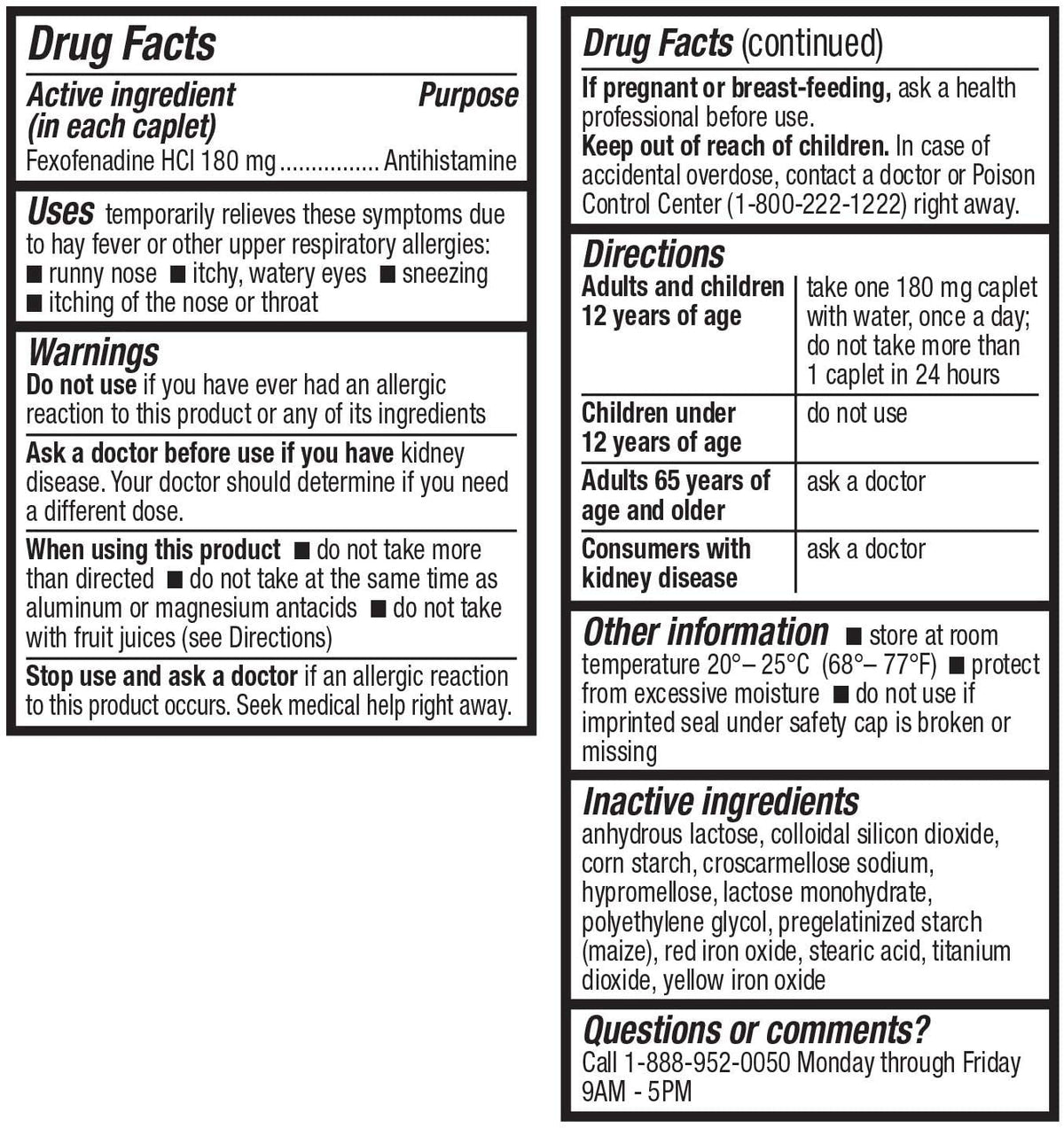 HealthA2Z Fexofenadine Hydrochloride 180mg, Antihistamine for Allergy Relief, 24-Hour Antihistamine for Allergy Relief (120 Count (Pack of 1)) - FENGGESTORE20