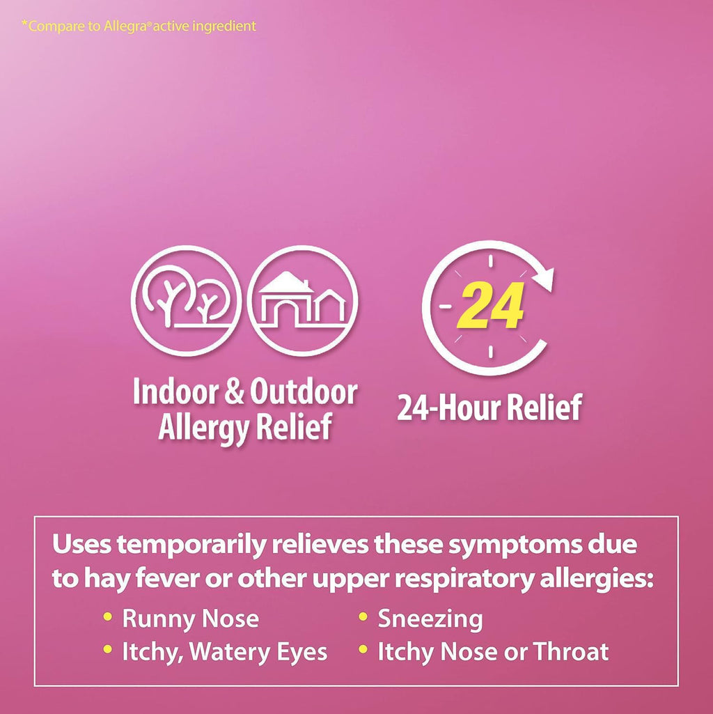 HealthA2Z Fexofenadine Hydrochloride 180mg, Antihistamine for Allergy Relief, 24-Hour Antihistamine for Allergy Relief (120 Count (Pack of 1)) - FENGGESTORE20