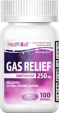 HealthA2Z® Gas Relief Simethicone 250mg, Fast Gas & Bloating Relief, Relieve Symptoms Naturally, 100 Softgels (Pack of 1) - FENGGESTORE20