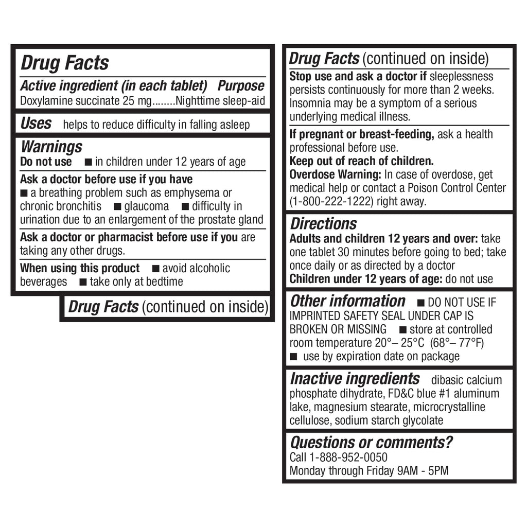 HealthA2Z® Nighttime Sleep-Aid, Doxylamine Succinate Tablets 25mg, 120 Counts (Pack of 1), Safe & Effective - FENGGESTORE20