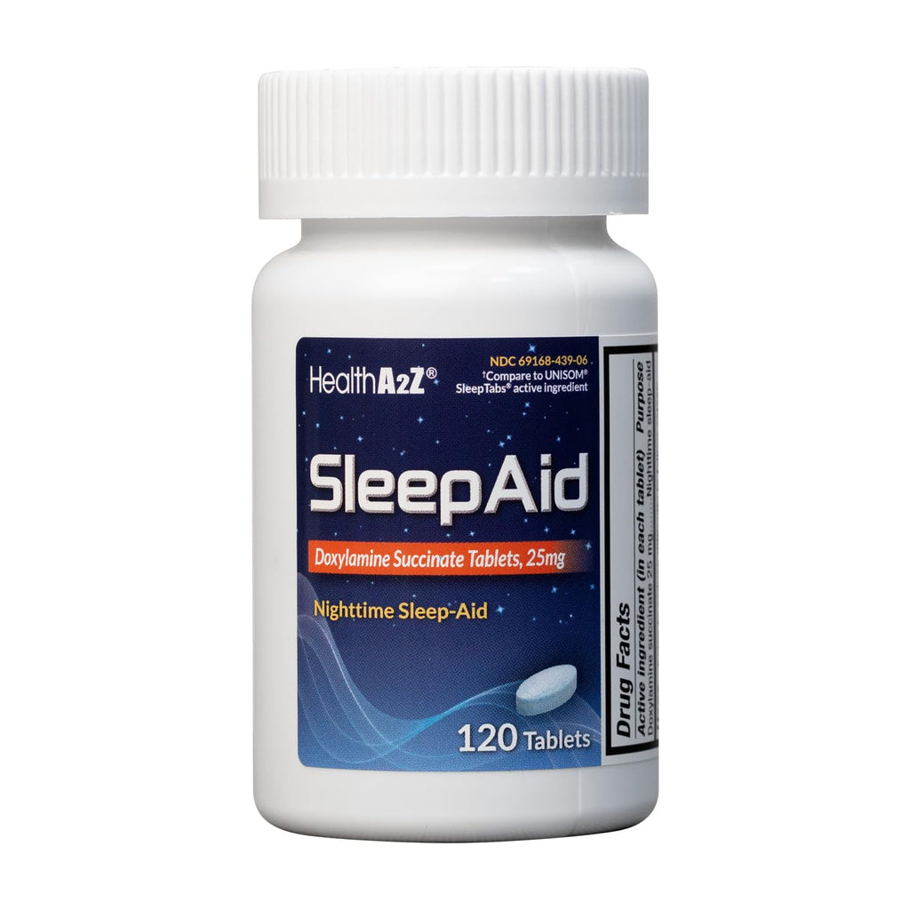 HealthA2Z® Nighttime Sleep-Aid, Doxylamine Succinate Tablets 25mg, 120 Counts (Pack of 1), Safe & Effective - FENGGESTORE20