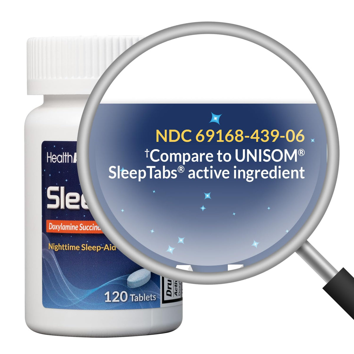 HealthA2Z® Nighttime Sleep-Aid, Doxylamine Succinate Tablets 25mg, 120 Counts (Pack of 1), Safe & Effective - FENGGESTORE20