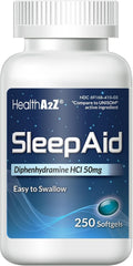 HealthA2Z Sleep Aid, Diphenhydramine Softgels, 50mg, Supports Deeper, Restful Sleeping (250 Counts) - FENGGESTORE20