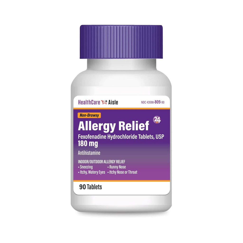 HealthCareAisle Allergy Relief - Fexofenadine Hydrochloride Tablets USP, 180 mg, 90 Tablets, Allergy Medication, Non-Drowsy 24-Hour Relief - FENGGESTORE20