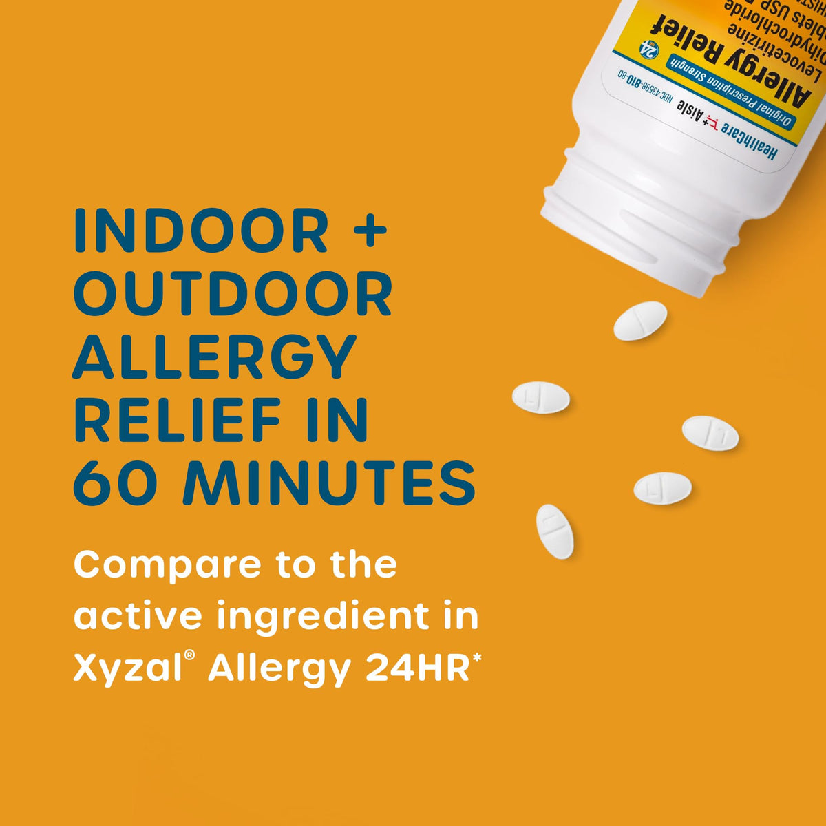 HealthCareAisle Allergy Relief - Levocetirizine Dihydrochloride Tablets USP, 5 mg, 160 Tablets, Original Prescription Strength Allergy Medication, 24-Hour Relief, 80 Count (Pack of 2) - FENGGESTORE20