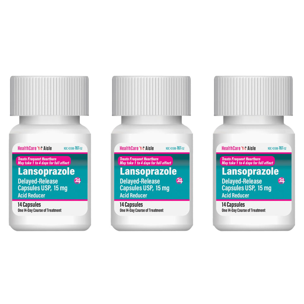 HealthCareAisle Lansoprazole 15 mg - 42 Delayed-Release Capsules - Acid Reducer, Treats Frequent Heartburn - FENGGESTORE20
