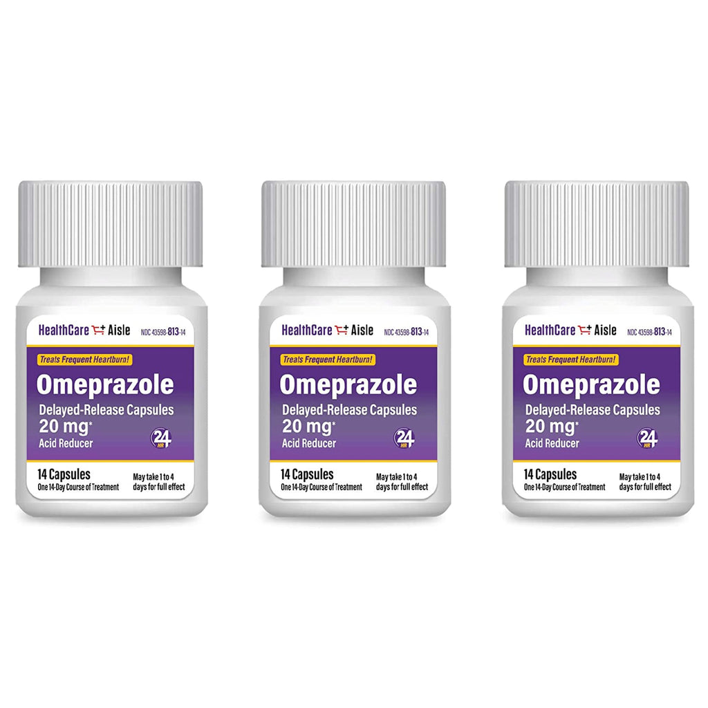 HealthCareAisle Omeprazole 20 mg, 42 Delayed-Release Capsules - Acid Reducer, Treats Frequent Heartburn, 42 Count (Pack of 1) - FENGGESTORE20