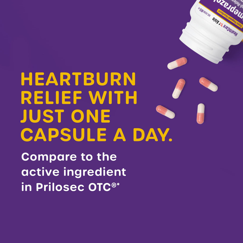 HealthCareAisle Omeprazole 20 mg, 42 Delayed-Release Capsules - Acid Reducer, Treats Frequent Heartburn, 42 Count (Pack of 1) - FENGGESTORE20