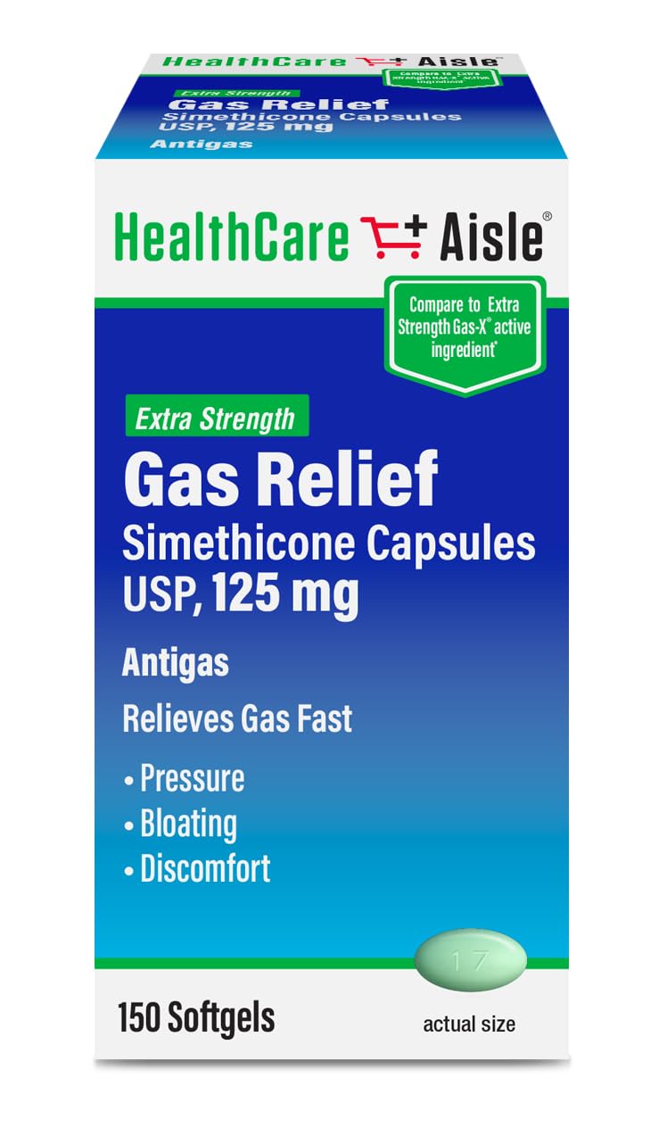 HealthCareAisle Simethicone Capsules 125 mg 150 ct - FENGGESTORE20