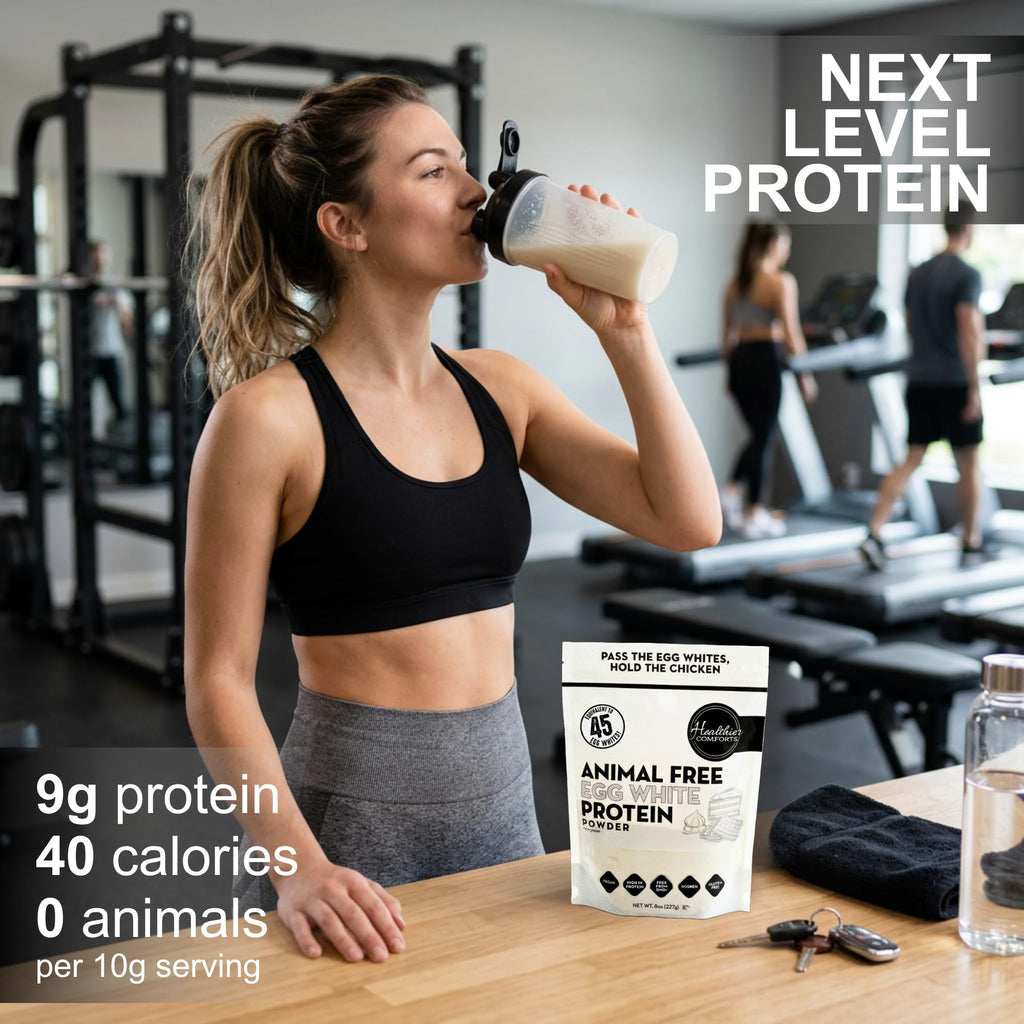 Healthier Comforts Animal-Free Egg White Protein Powder | Make Vegan Egg Omelets, Angel Food Cake, Meringue, Protein Shakes | Whips and Binds Just Like Traditional Egg Whites (8 oz) - FENGGESTORE20