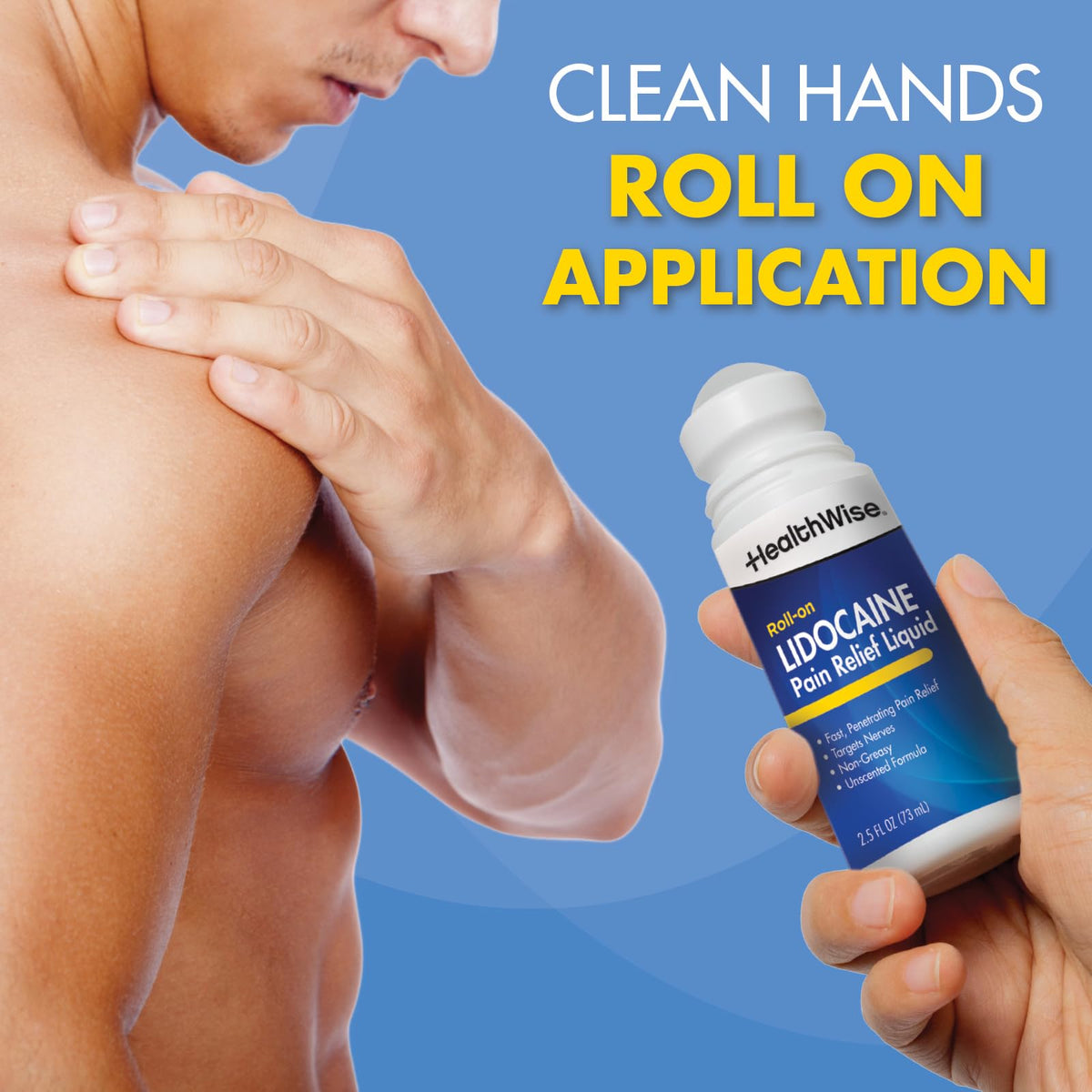 HealthWise 4% Lidocaine Roll-On | OTC Strength | Pain Relief Liquid | 2.5 oz. 73 mL | Non-Greasy, Unscented Formula | Topical Anesthetic - FENGGESTORE20