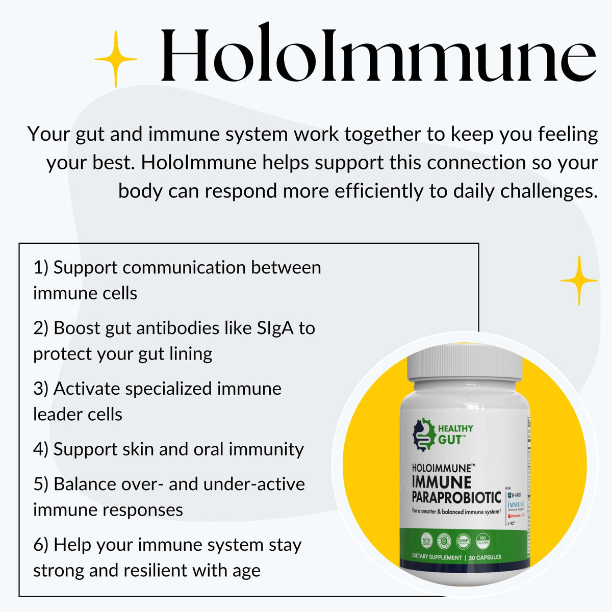 Healthy Gut HoloImmune | Paraprobiotic with Immuse Immune Support | 30 Servings - FENGGESTORE20