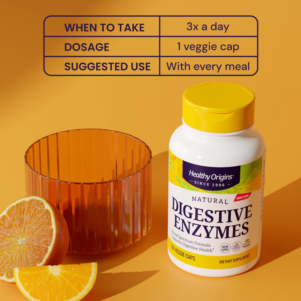 Healthy Origins Digestive Enzymes, 90 Veggie Capsules - Broad Spectrum, Multi-Enzyme Blend with Protease, Amylase & Lipase - Supports GI Comfort, - FENGGESTORE20