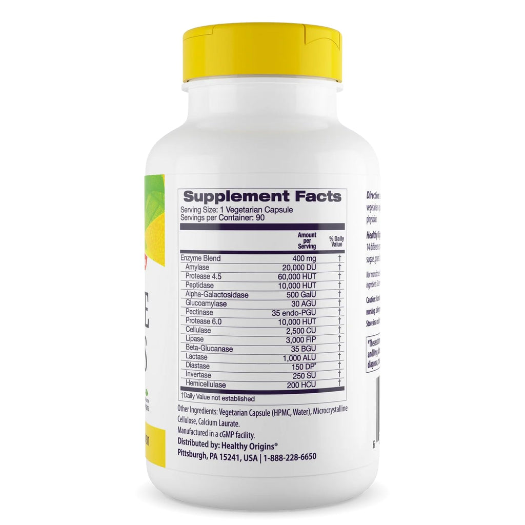Healthy Origins Digestive Enzymes, 90 Veggie Capsules - Broad Spectrum, Multi-Enzyme Blend with Protease, Amylase & Lipase - Supports GI Comfort, - FENGGESTORE20