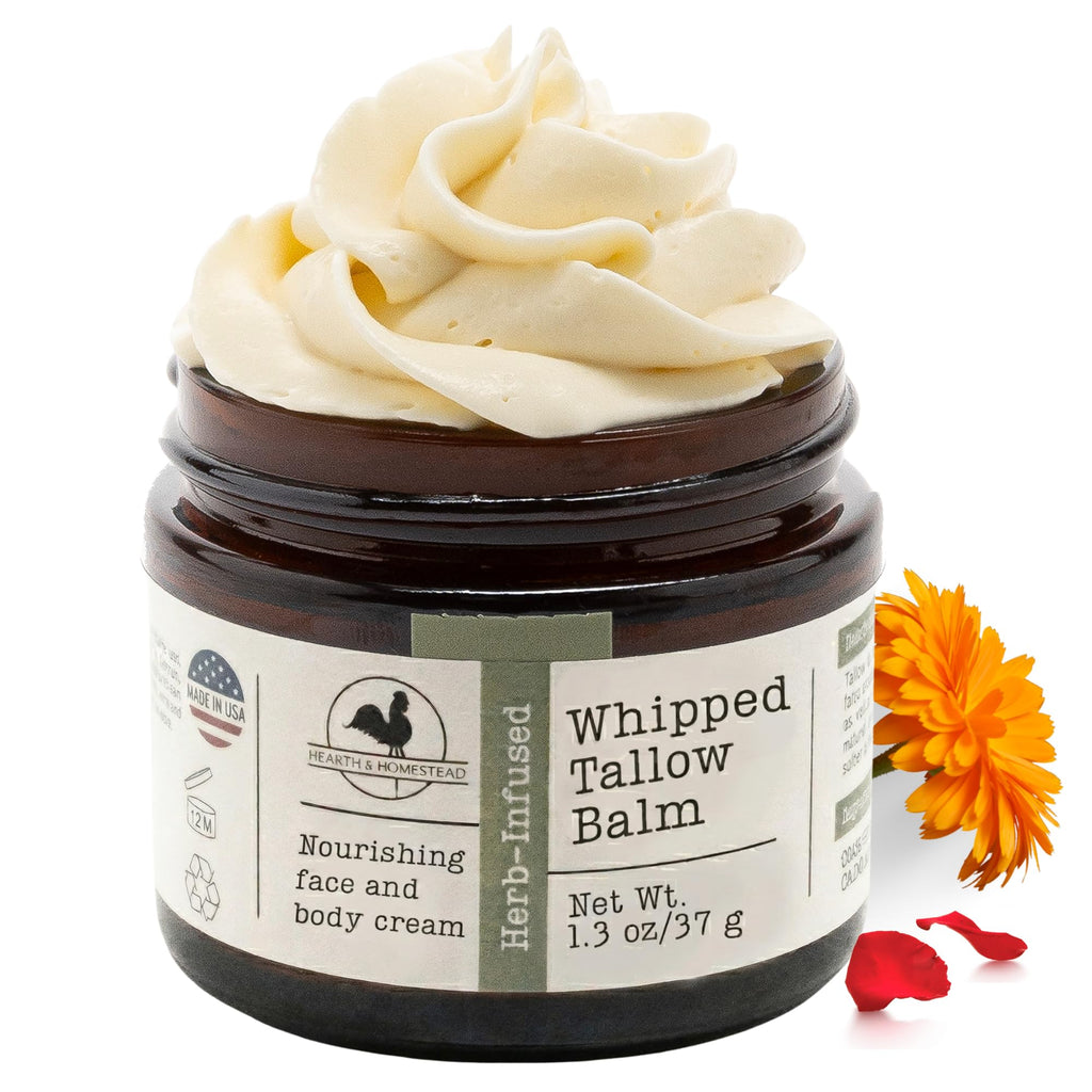 Hearth and Homestead: Handmade Whipped Tallow Balm (Unscented/Herb-Infused) - FENGGESTORE20