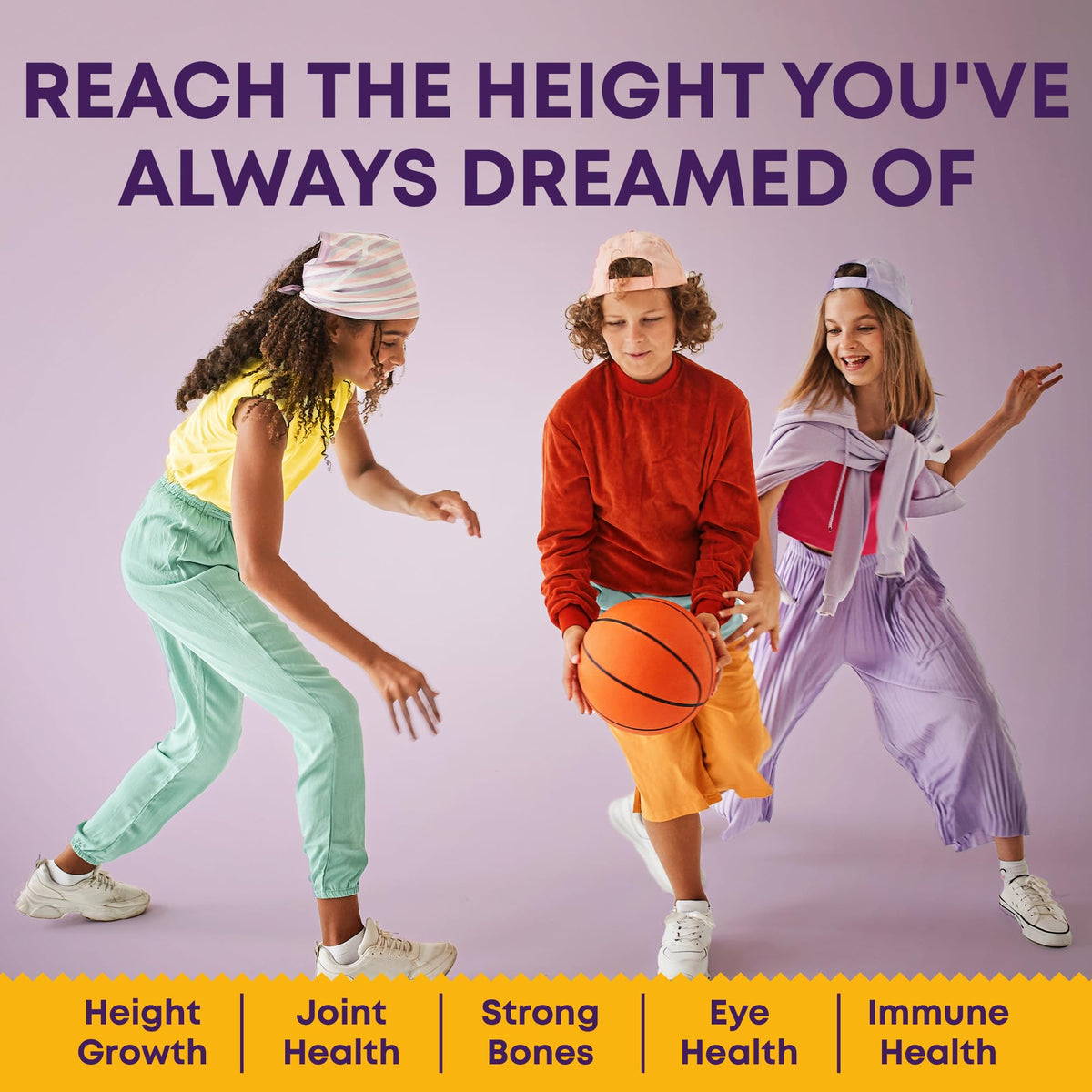 Height Growth Gummies for Kids & Teens - Calcium, Vitamin D3 + K2, Zinc, Magnesium, L-Arginine, Vitamin C - Multivitamin for Teen Boys & Girls - Grow Taller Supplement for Kids Height - 60 Gummies - FENGGESTORE20