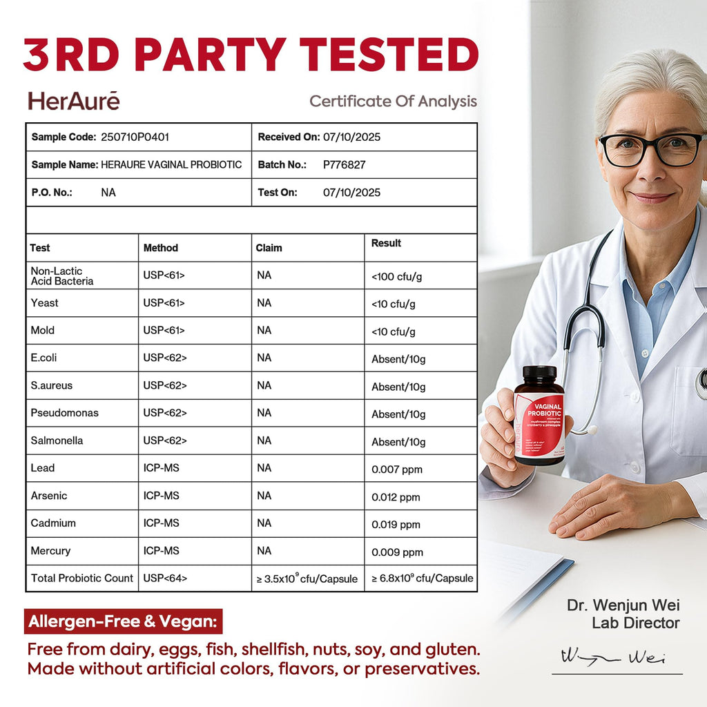 HerAure Vaginal Probiotics for Women - pH Balance, Healthy Vaginal Odor, Vaginal Flora, Yeast Balance, Women Probiotics and Prebiotics, Immune Support - FENGGESTORE20