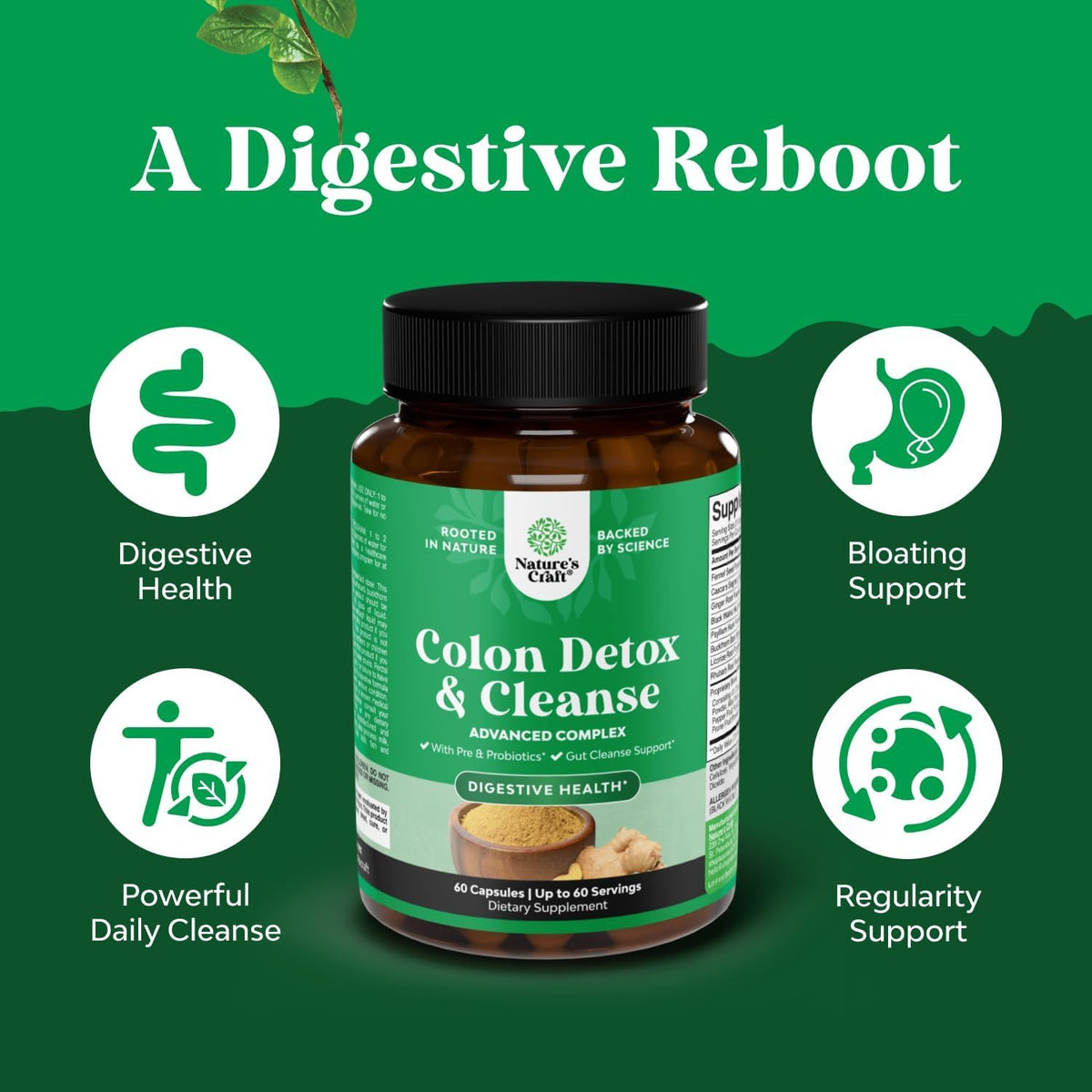 Herbal Colon Cleanse for Women & Men - 15 Day Gut Cleanse Detox for Women & Men with Senna Leaf Cascara Sagrada & Psyllium Husk for Fasting Acting Relief - FENGGESTORE20